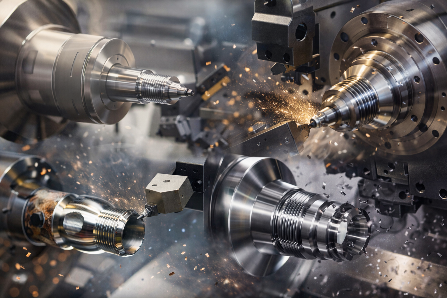 CNC jobwork machining setup and finished components